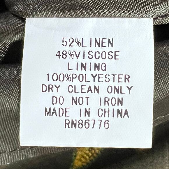 Due Per Due  A Line Skirt 12 Olive Green Linen Blend Embroidered Beaded Cottage - Picture 9 of 10